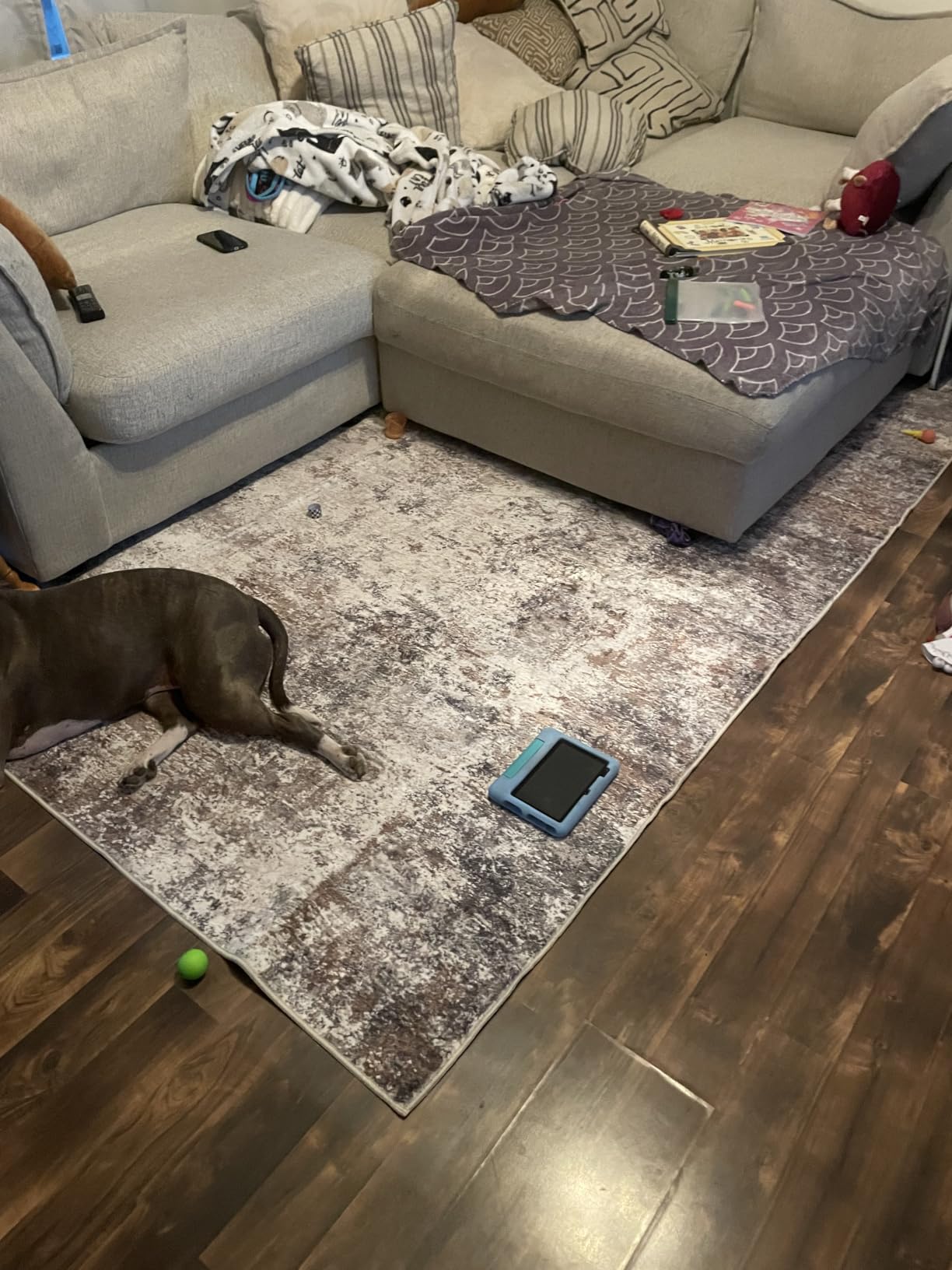 UERMEI 3x16 Washable Runner Rug for Hallway, Non Slip Low Pile Kitchen Carpet, Neutral Modern Abstract Indoor Floor Mat for Entryway Laundry, Kid & Pet Safe High Traffic Area, Brown Grey customer photo 1