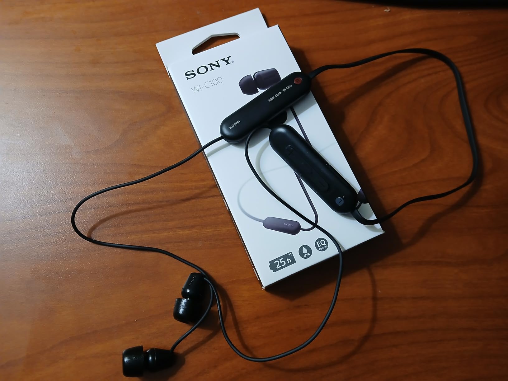 Sony WI-C100 Wireless in-Ear Bluetooth Headphones with Built-in Microphone,Black,(Pack of 2) customer photo 1