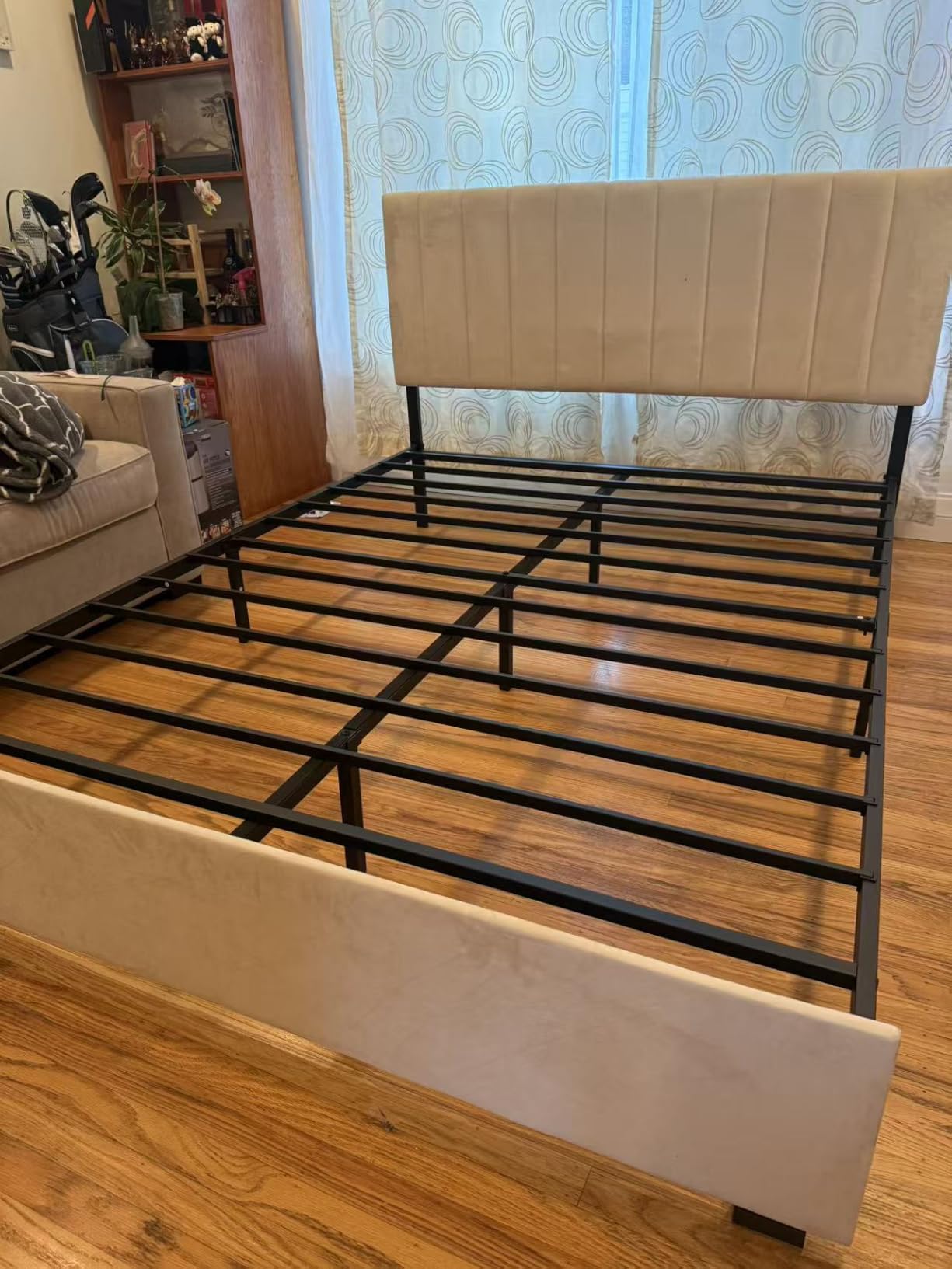 Welzona Full Size Upholstered Bed Frame with Headboard & 2 Drawers, White customer photo 2