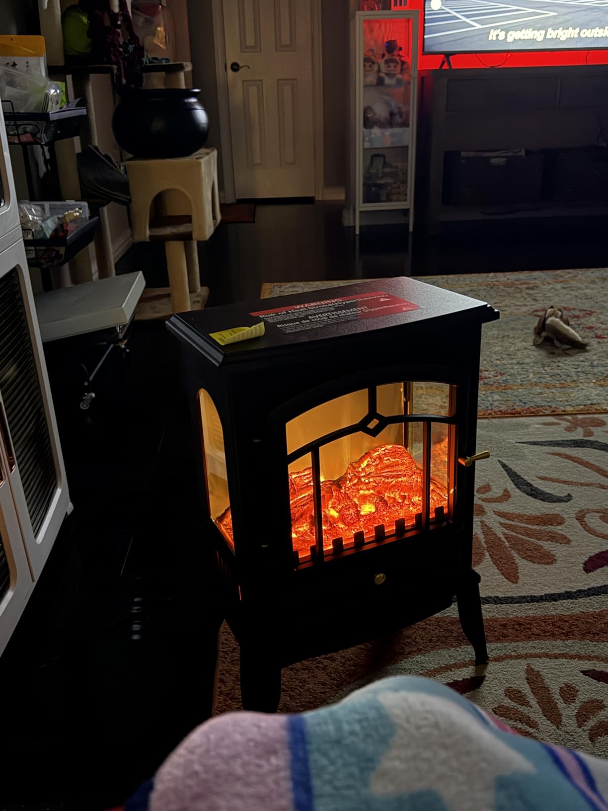 Electric Fireplace Stove with 3D Flame Effect, 1000/1500W & Flame-Only Mode customer photo 2