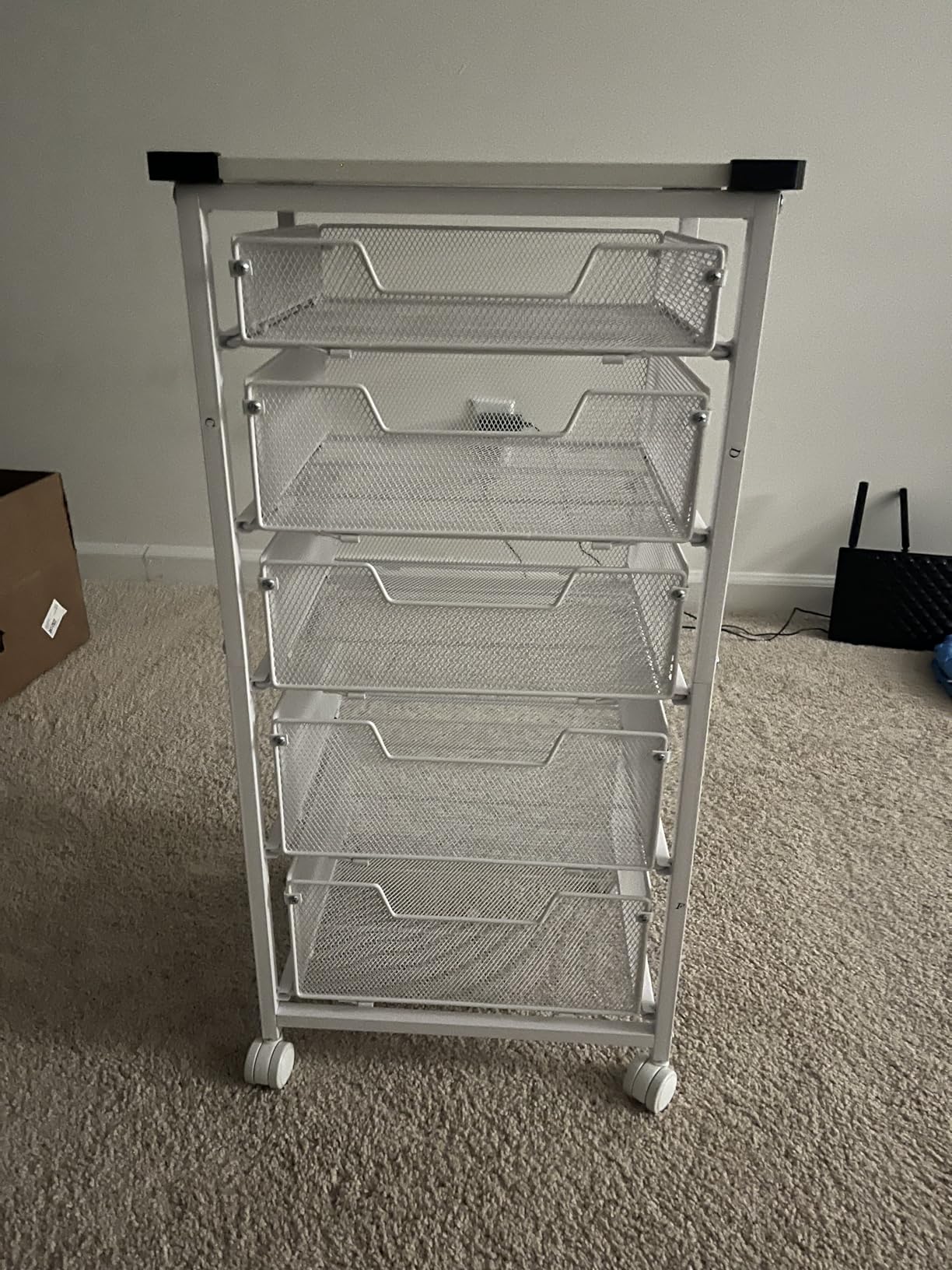 4-Tier Fruit Vegetable Storage Cart - Kitchen Organizer and Storage Cart with Wheels, Wooden Top Metal Wire Fruit Vegetable Rack Stand with Drawers to Storage Cans Snacks for Kitchen(Patent Pending) customer photo 1